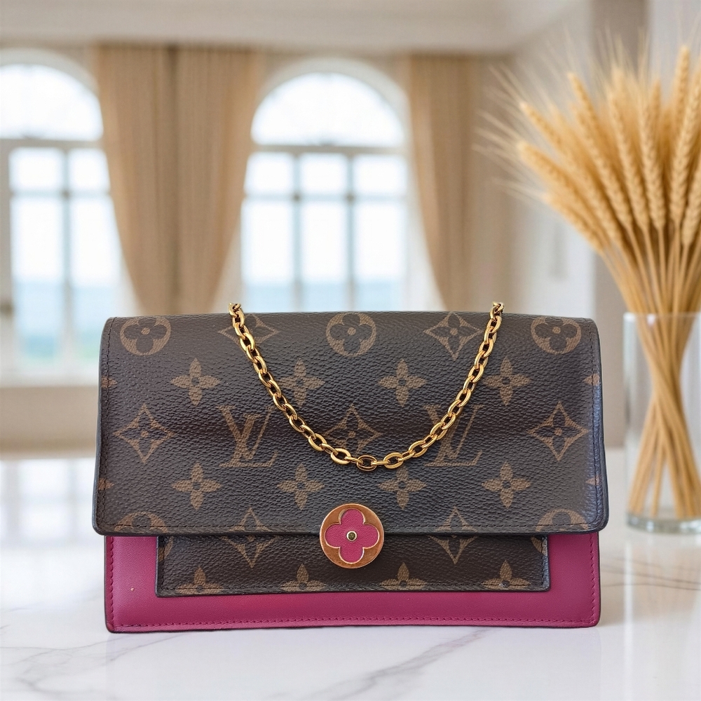 Louis Vuitton Flore Chain Wallet Monogram Fuchsia Pink Crossbody Clutch 2020 - Picture 7 of 17